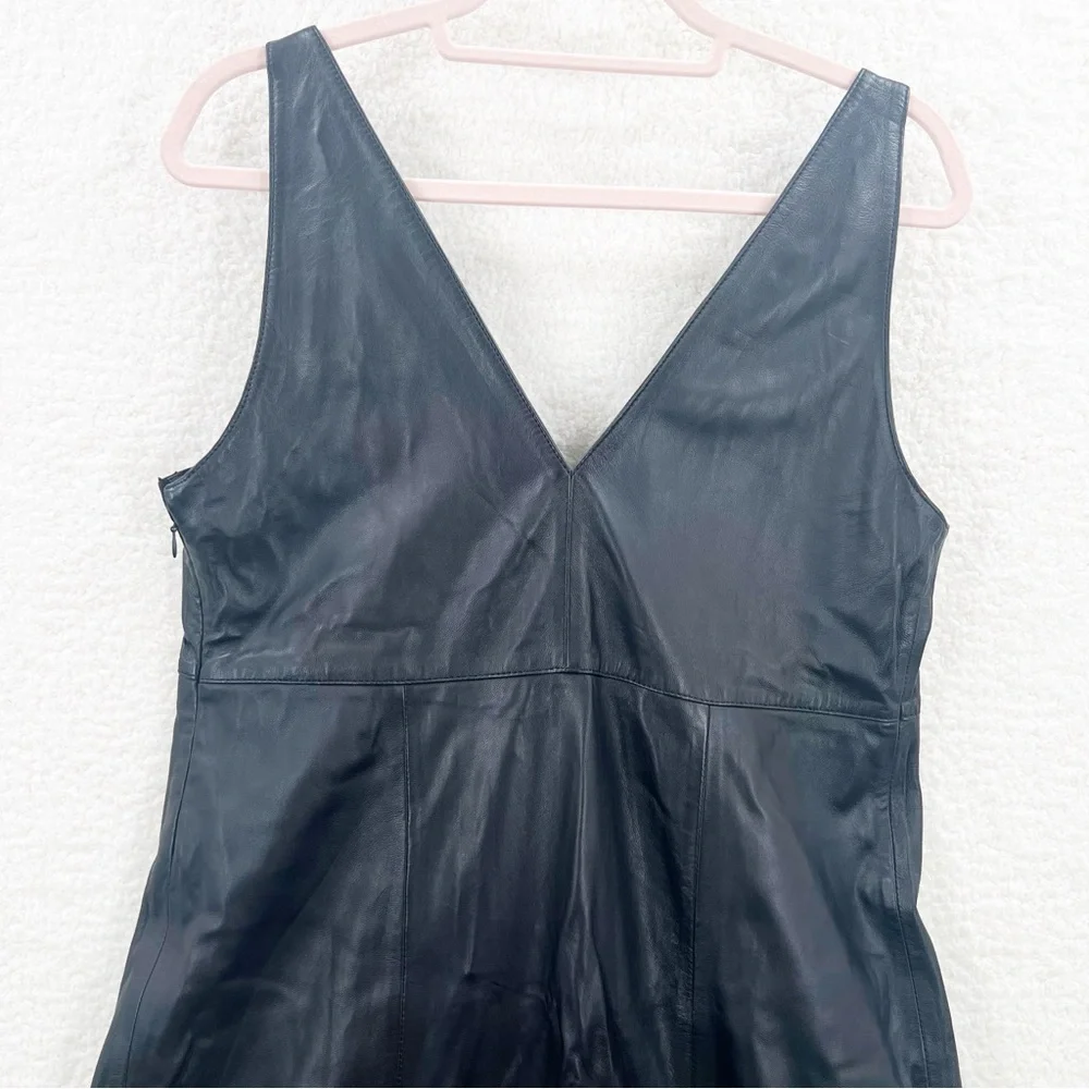 Massimo Dutti black sheep leather limited edition dress size S - Picture 7 of 11